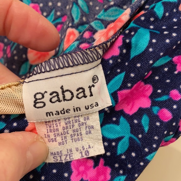 NWT gabar Swimsuit One Piece with Skirt Navy Pink Peach floral print WM SZ 10 🩱 - Picture 10 of 14